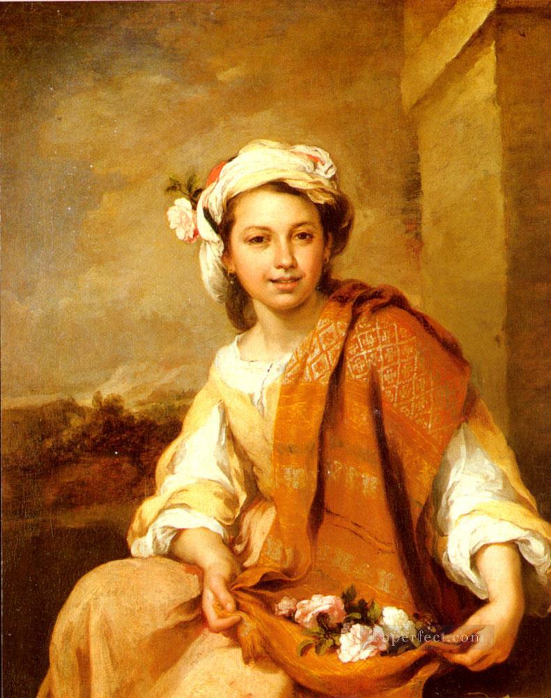 The Flower Girl Spanish Baroque Bartolome Esteban Murillo Oil Paintings